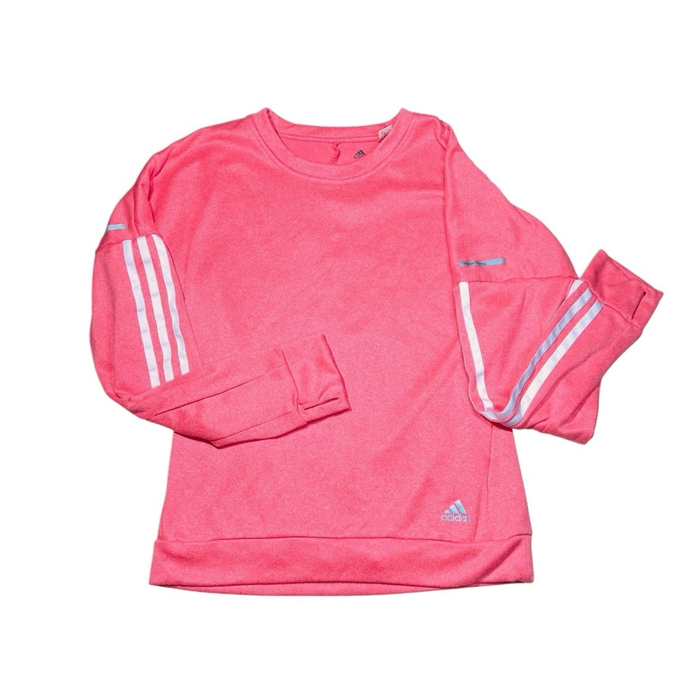 Adidas Running Sweater Womens Small Pink Response Crew‎ Neck Sweatshirt Coral